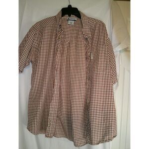 Columbia Men's Short Sleeve Button Down Plaid Casual Shirt Large Red White‎